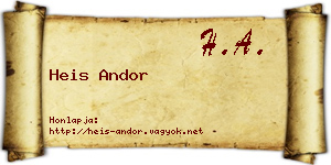 Heis Andor névjegykártya